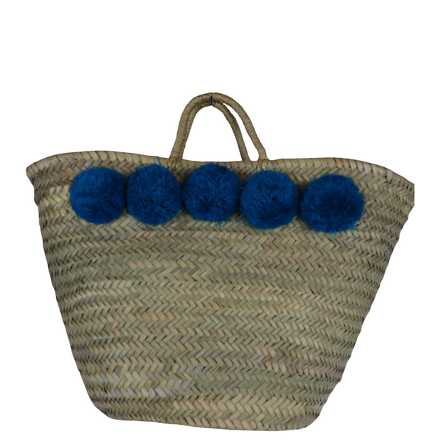 Medium Beach Bags with Pom Poms (Assorted Colours) - Belmore Boutique