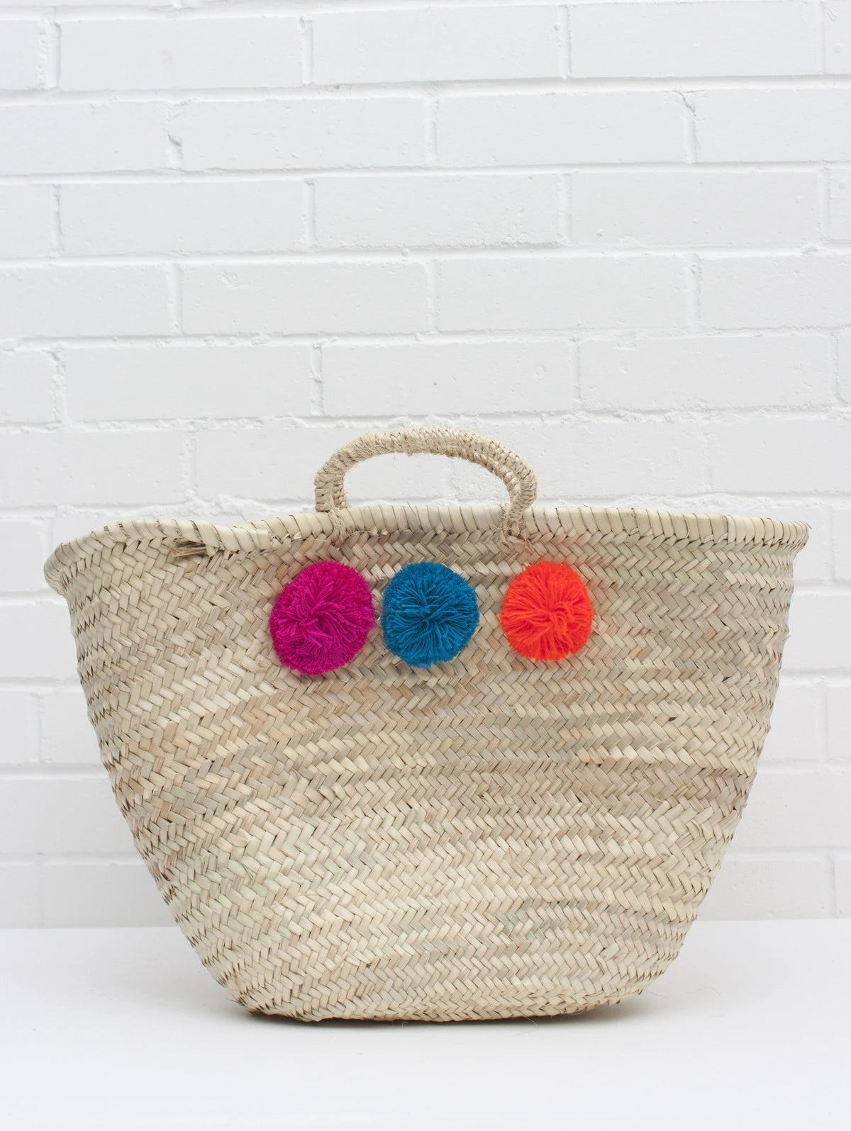 Medium Beach Bags with Pom Poms (Assorted Colours)