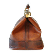 Side of Pratesi San Casciano brown leather handbag. 