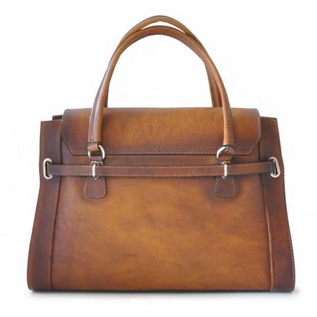 Back of Pratesi brown Baratti leather handbag. 