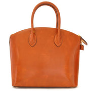 Back of Pratesi Versilia brown leather hand bag. 