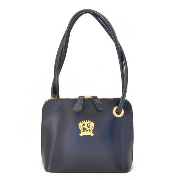 Pratesi Roccastrada navy blue calf leather shoulder bag. 