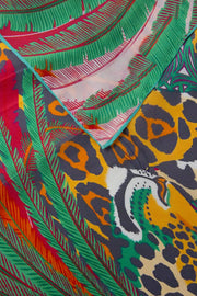 Green and Pink Leopard Jungle Print - 100% Silk - Belmore Boutique