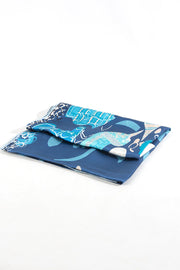 Blue Illustrated Nature  - 100% Silk Scarf - Belmore Boutique