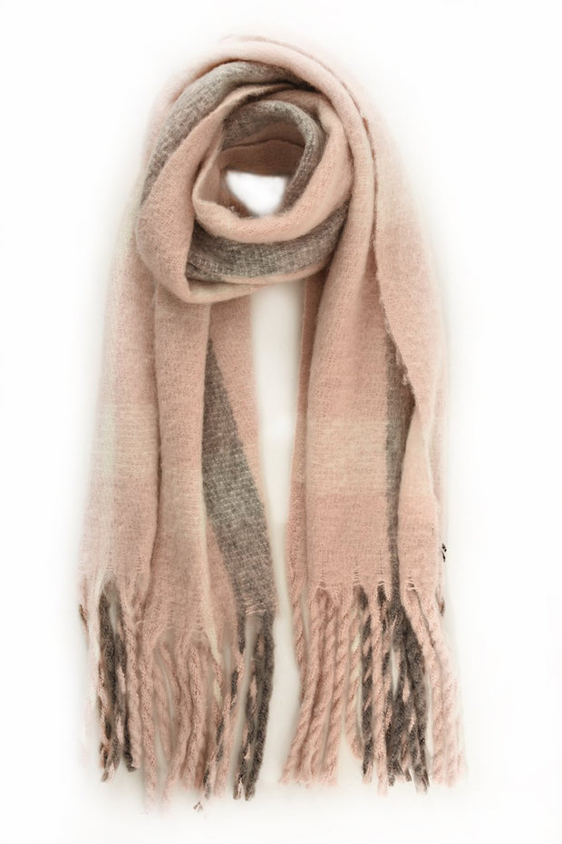 Pink & Grey Soft  Blanket Scarf - Belmore Boutique