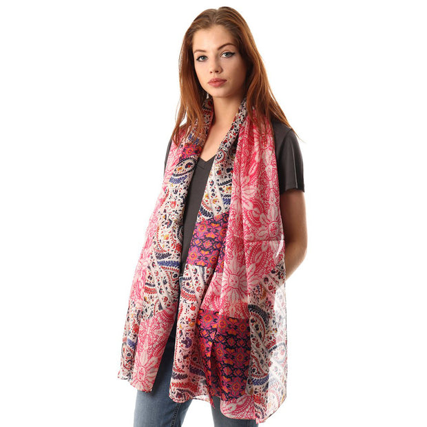 Belmore Boutique fuchsia paisley print silk scarf. 