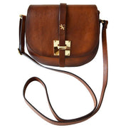 Pratesi Pelago brown calf leather shoulder bag with shoulder strap. 