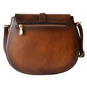 Back of Pratesi Pelago brown calf leather shoulder bag. 