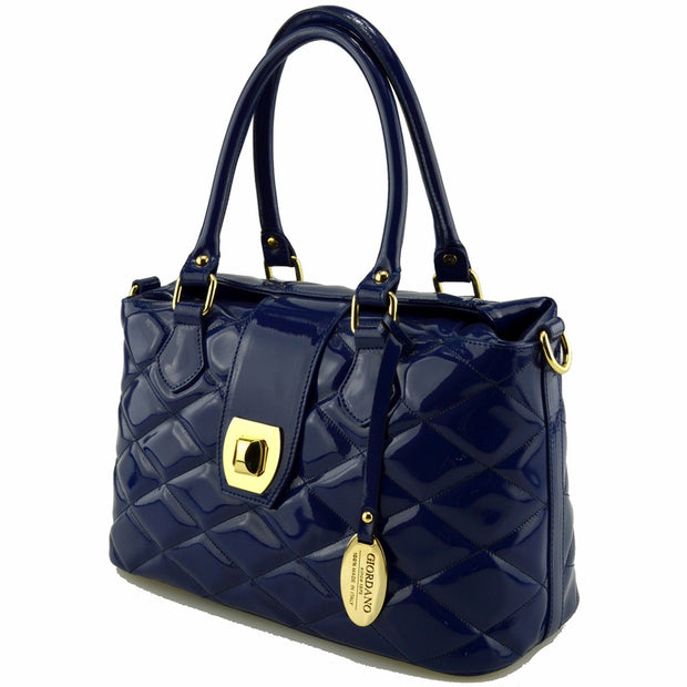 Giordano blue Giovanna patent leather handbag. 