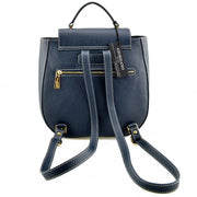 Back of Giordano blue Athena leather backpack. 