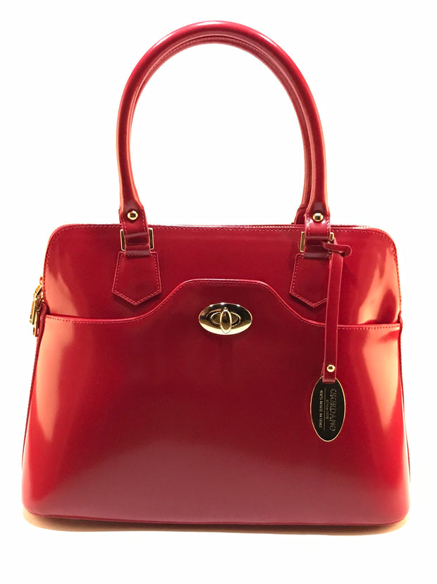Giordano red Maria patent leather handbag. 
