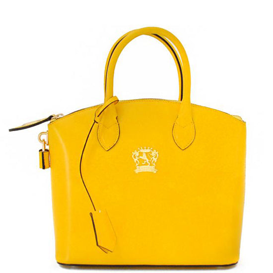 Pratesi Versilia Small yellow leather hand bag. 