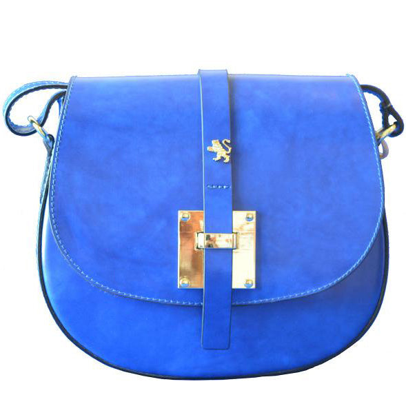 Pratesi Pelago electric blue calf leather shoulder bag. 